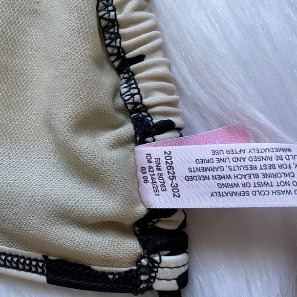 VS Retro Floral Black Cream Triangle Bikini Top S - Picture 8 of 10